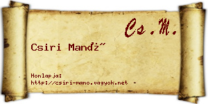 Csiri Manó névjegykártya